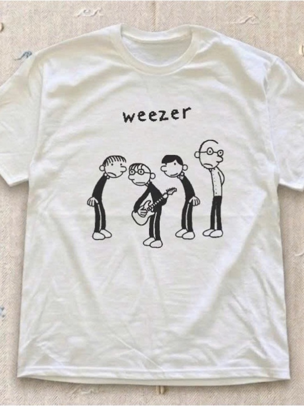 Gildan White Weezer Cartoon Band Tee
